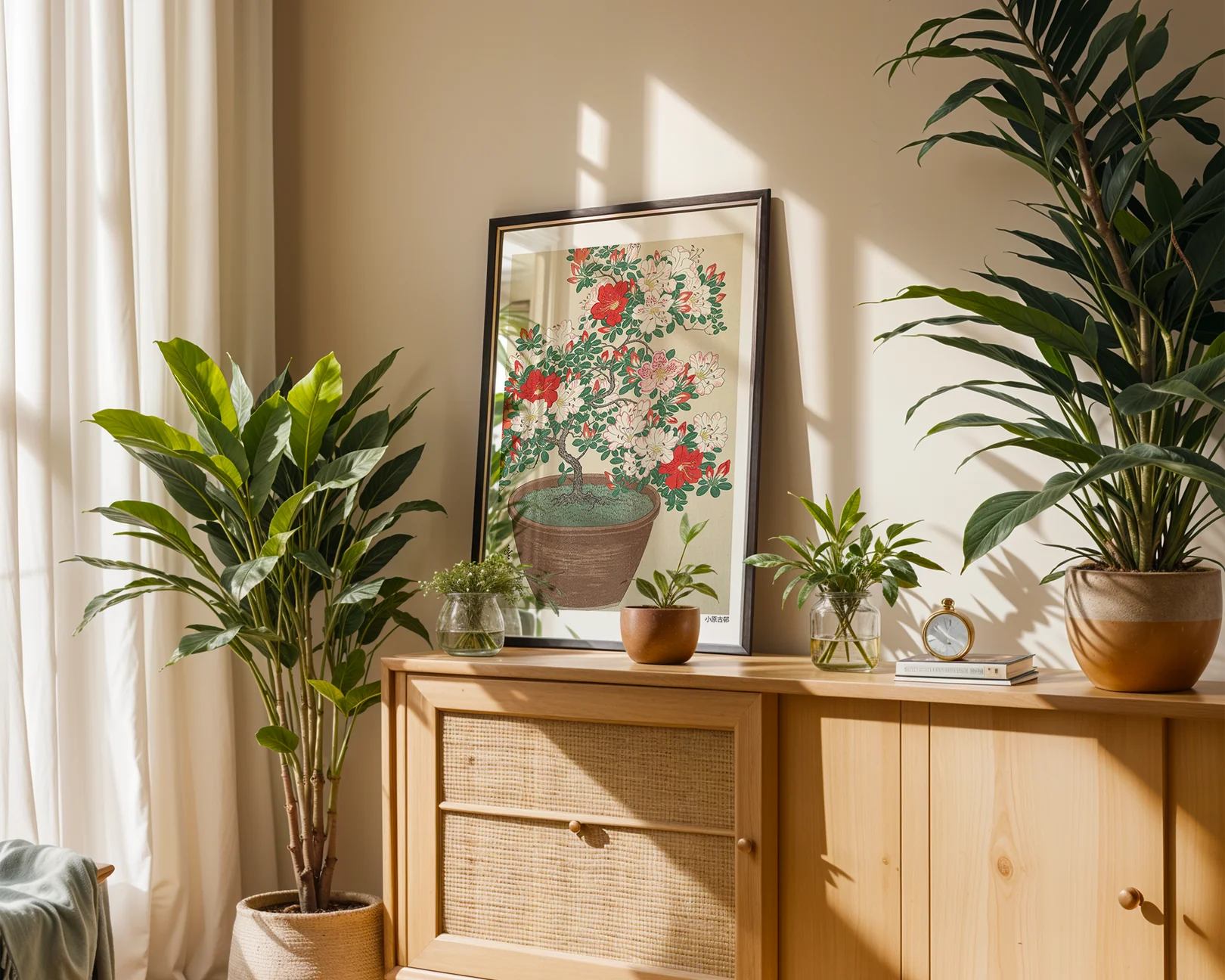 Image of Ohara Koson flower färgglad poster i frame at Posterton