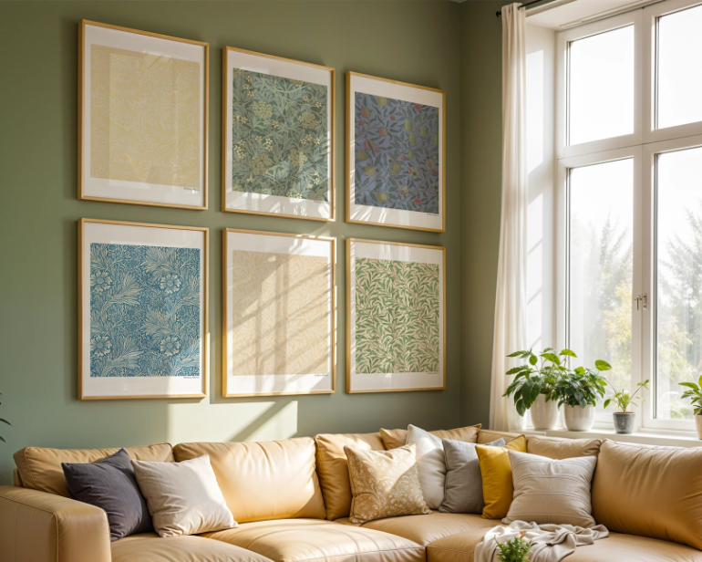 Image of gallery wall with William Morris posters
