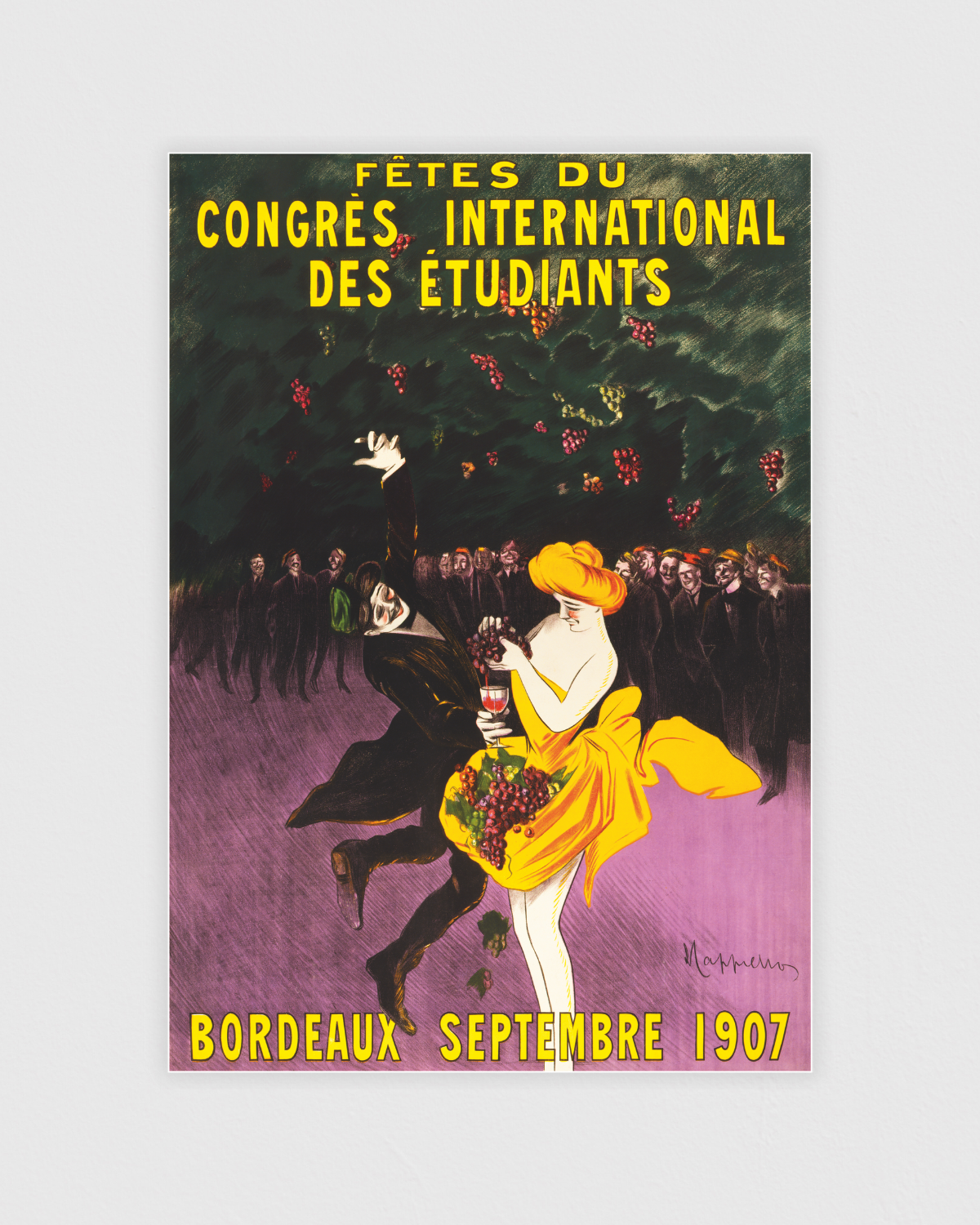Vintage poster for International Students Congress in Bordeaux, September 1907