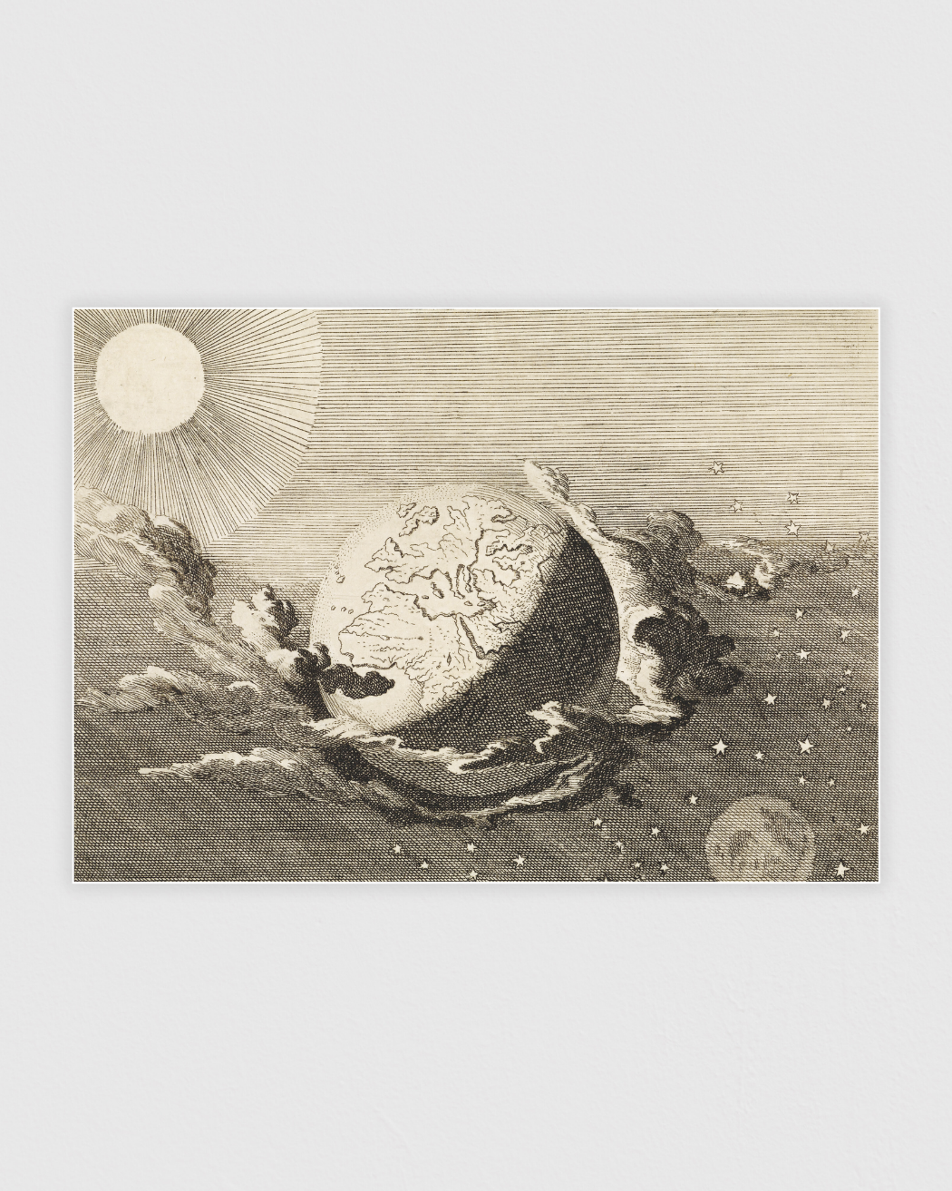 Bild på Heelal met aarde, zon, maan en sterren