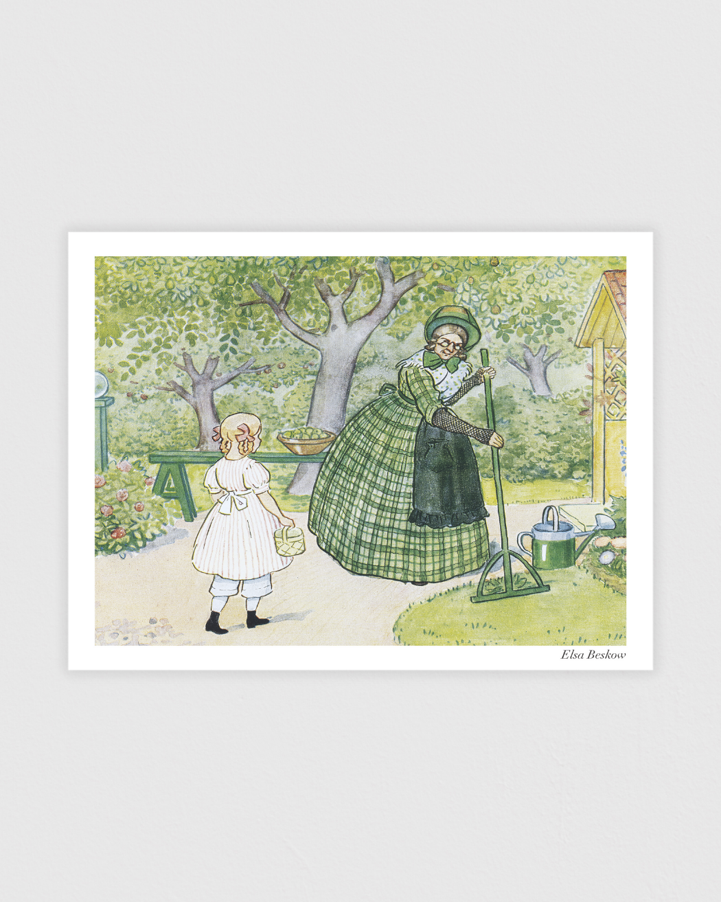 Bild på Tant Grön, Tant Brun och Tant Gredelin - Tant Grön med sin gröna kratta