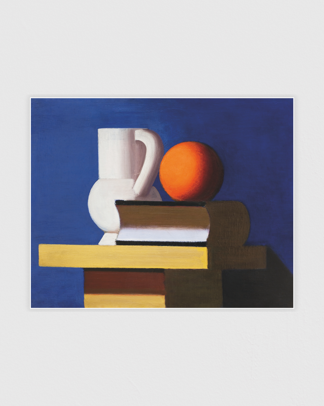 Bild på Arrangement with white jug, orange and book