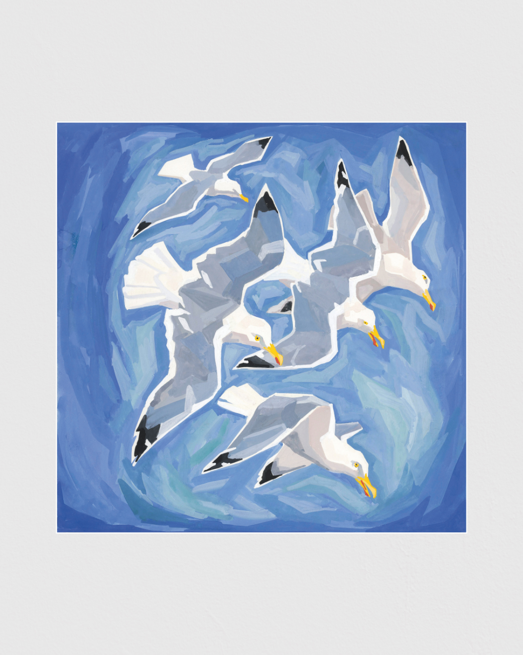 Bild på Bandontwerp met vijf vliegende meeuwen