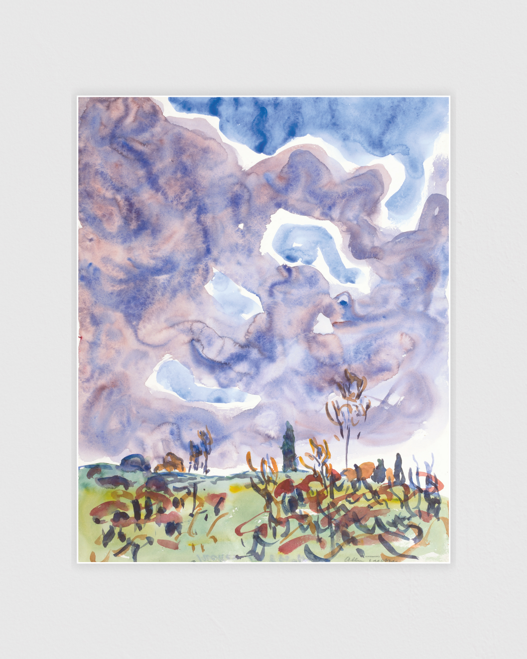 Bild på Watercolor No. 31, Landscape with Clouds
