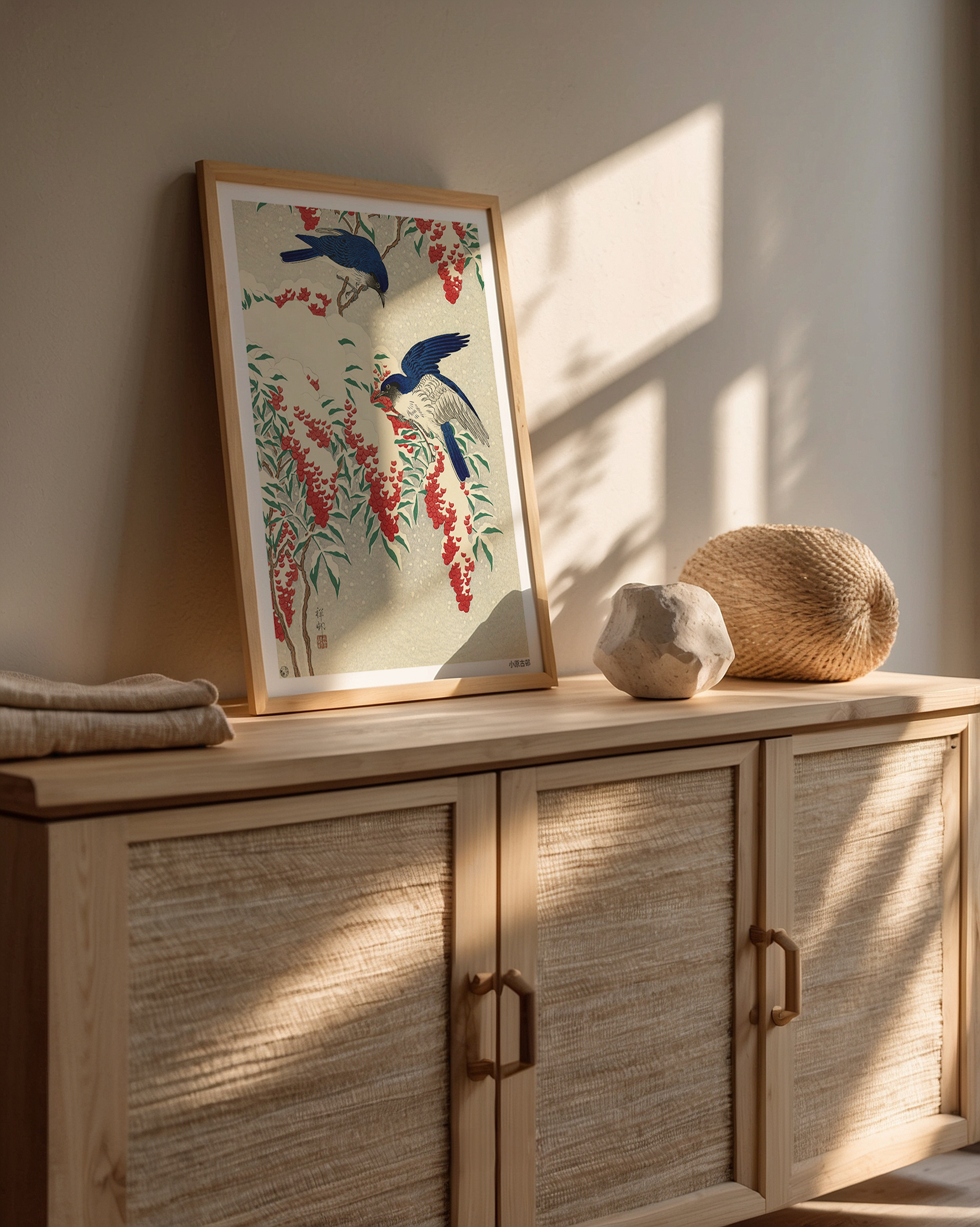 Bild på Flycatchers on snow covered nandin bush