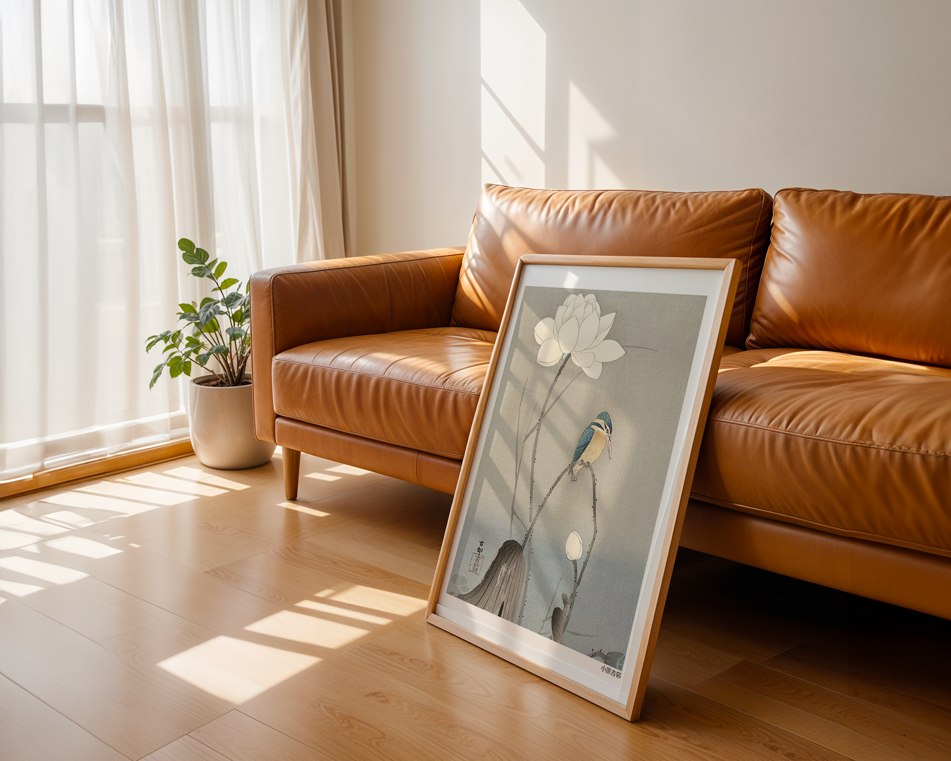 Bild på Kingfisher with Lotus Flower