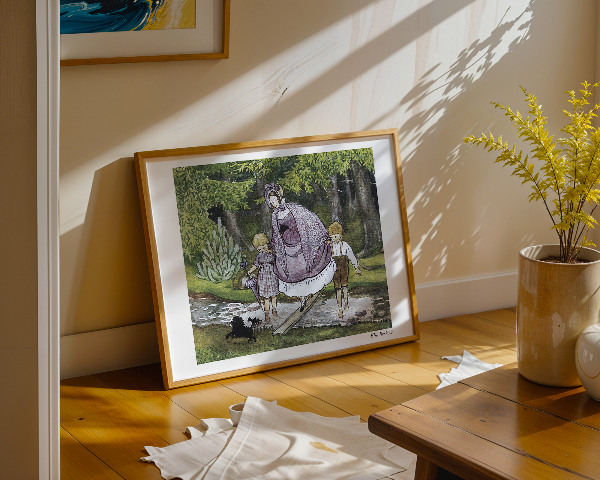 Bild på Tant Grön, Tant Brun och Tant Gredelin - Petter,Lotta och Tant Gredelin går över bäcken