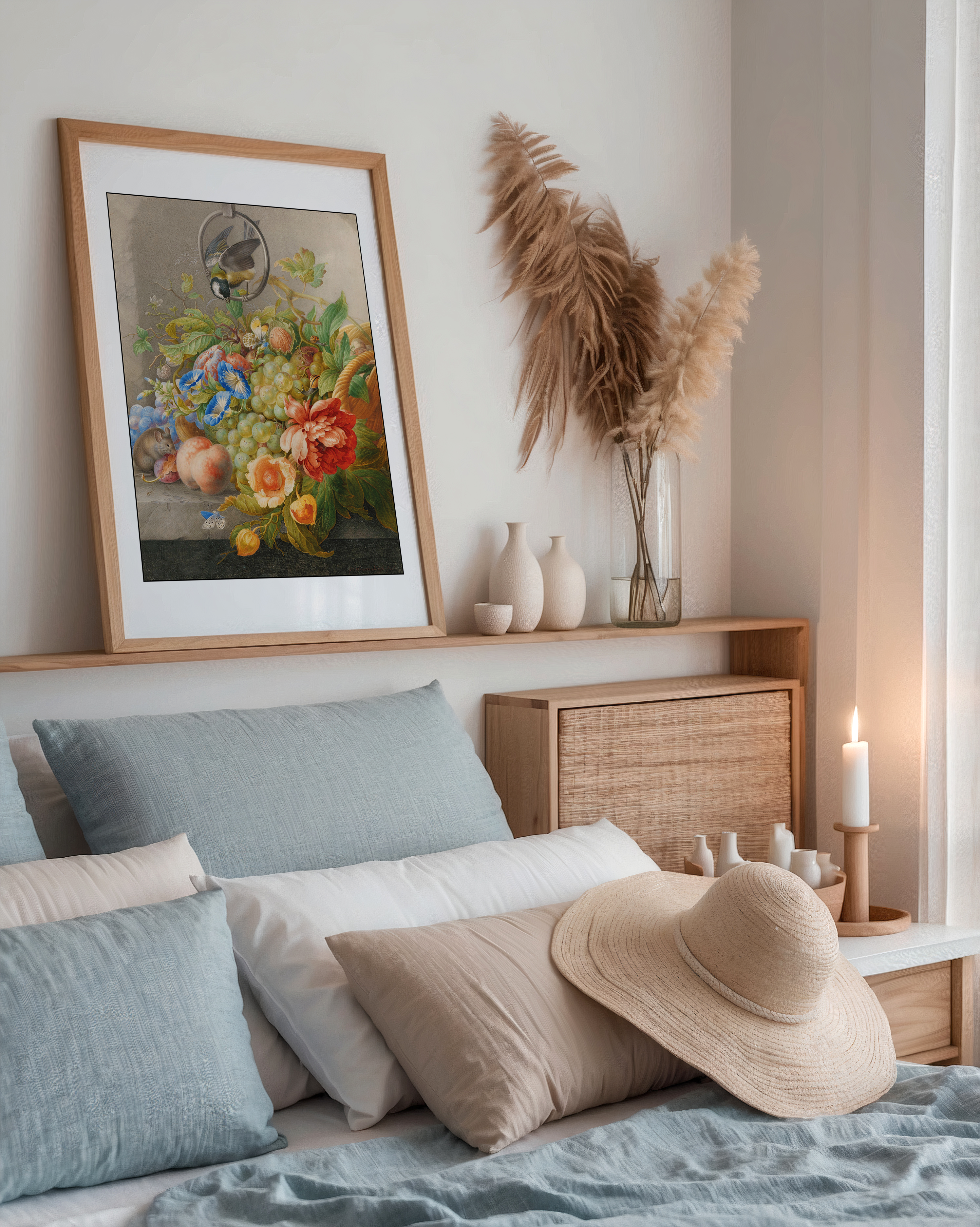 Bild på Still Life with Flowers, Fruit, a Great Tit and a Mouse