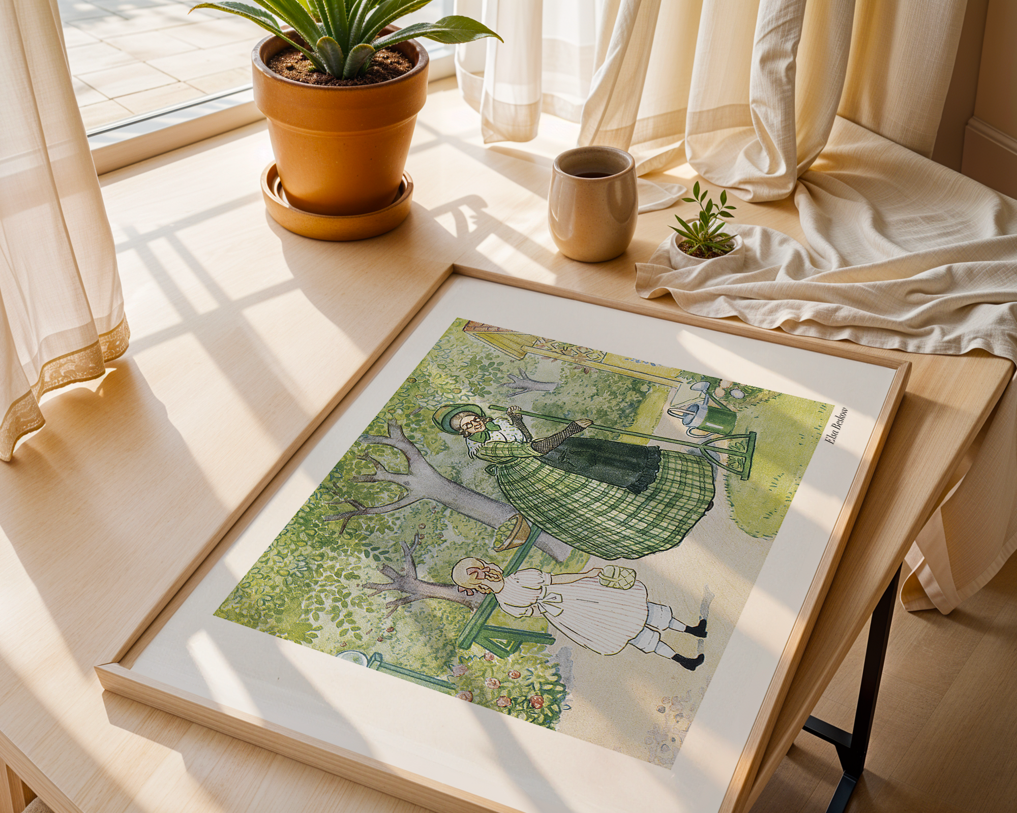 Bild på Tant Grön, Tant Brun och Tant Gredelin - Tant Grön med sin gröna kratta