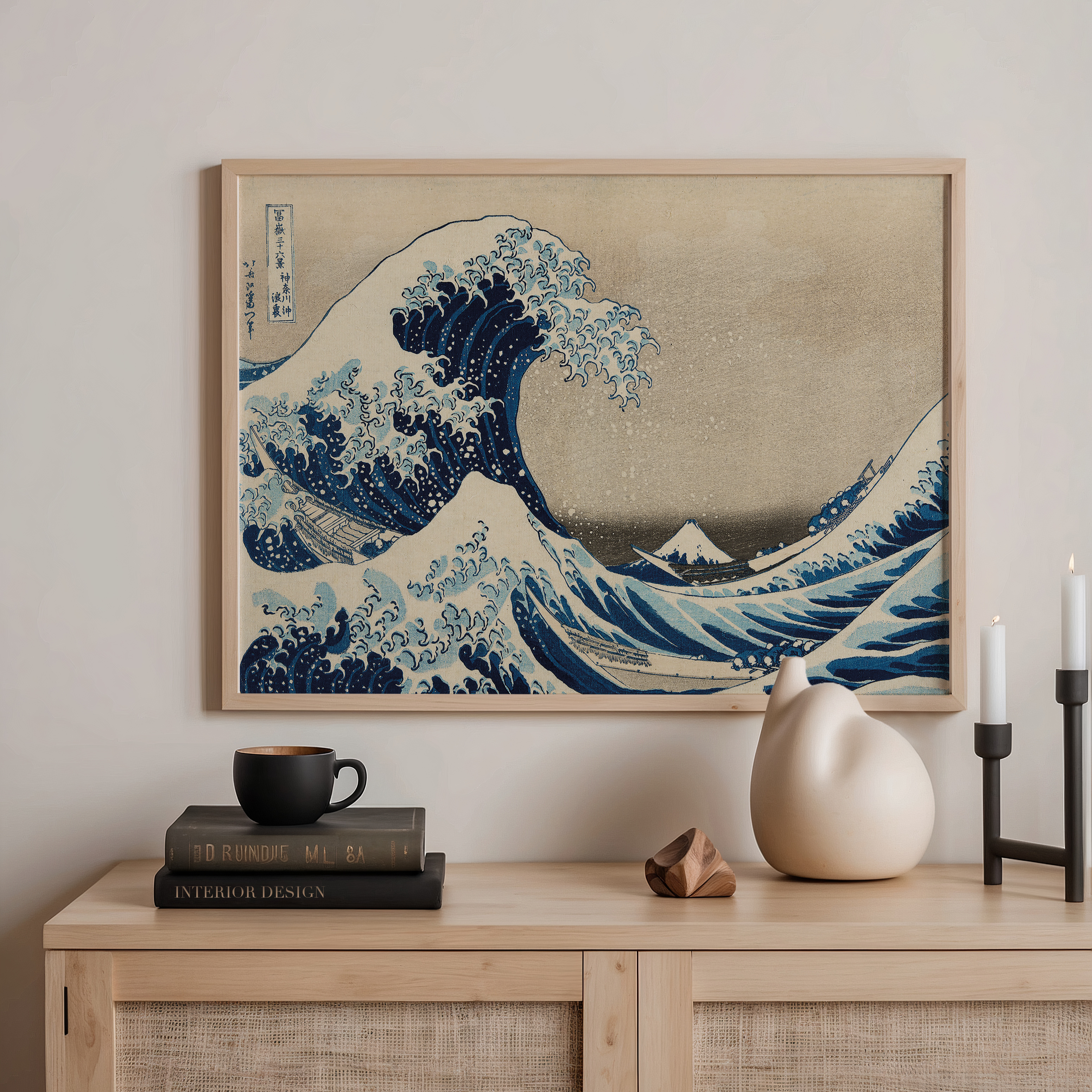 Hokusai poster Japanese wave tavla vintage print