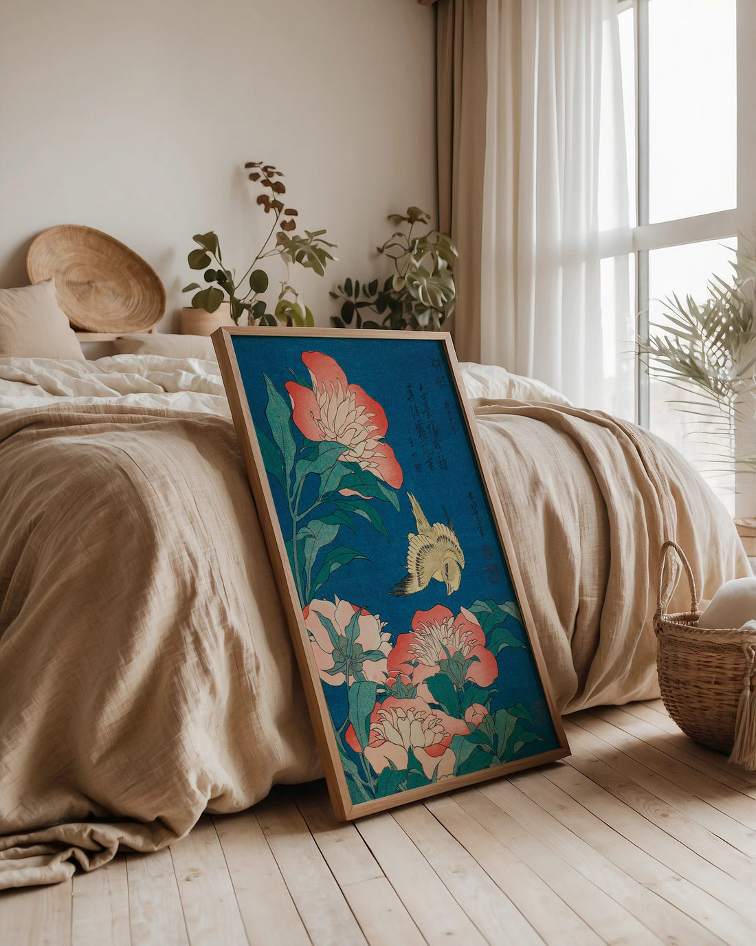 Image of flower poster in bedroom