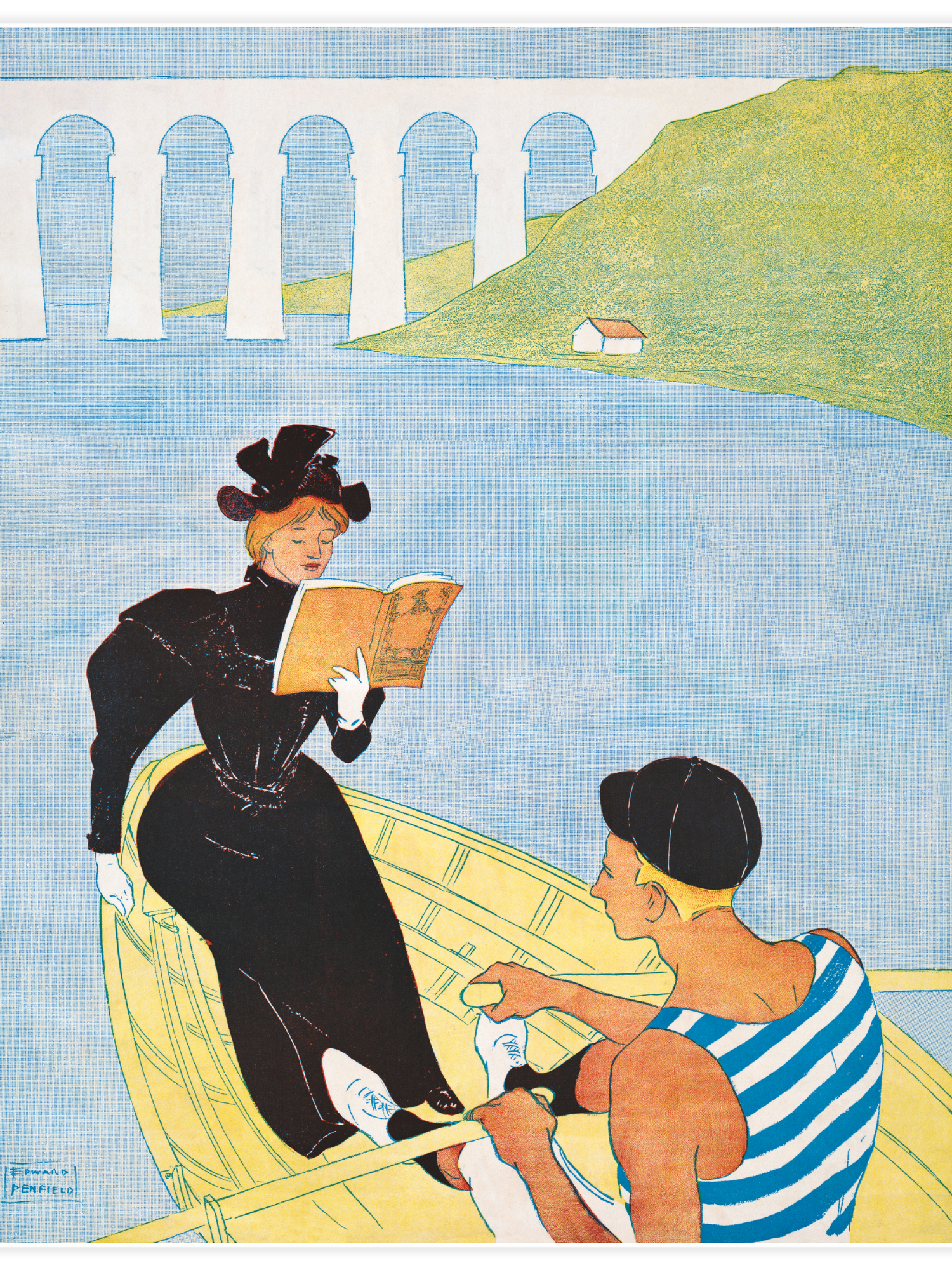 Bild på Woman reading in a row boat
