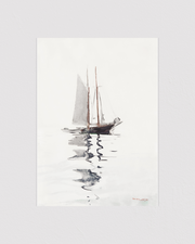 Two–masted Schooner with Dory