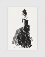 Woman in black evening dress