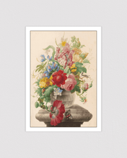 Flowers in a Glass Vase with a Butterfly