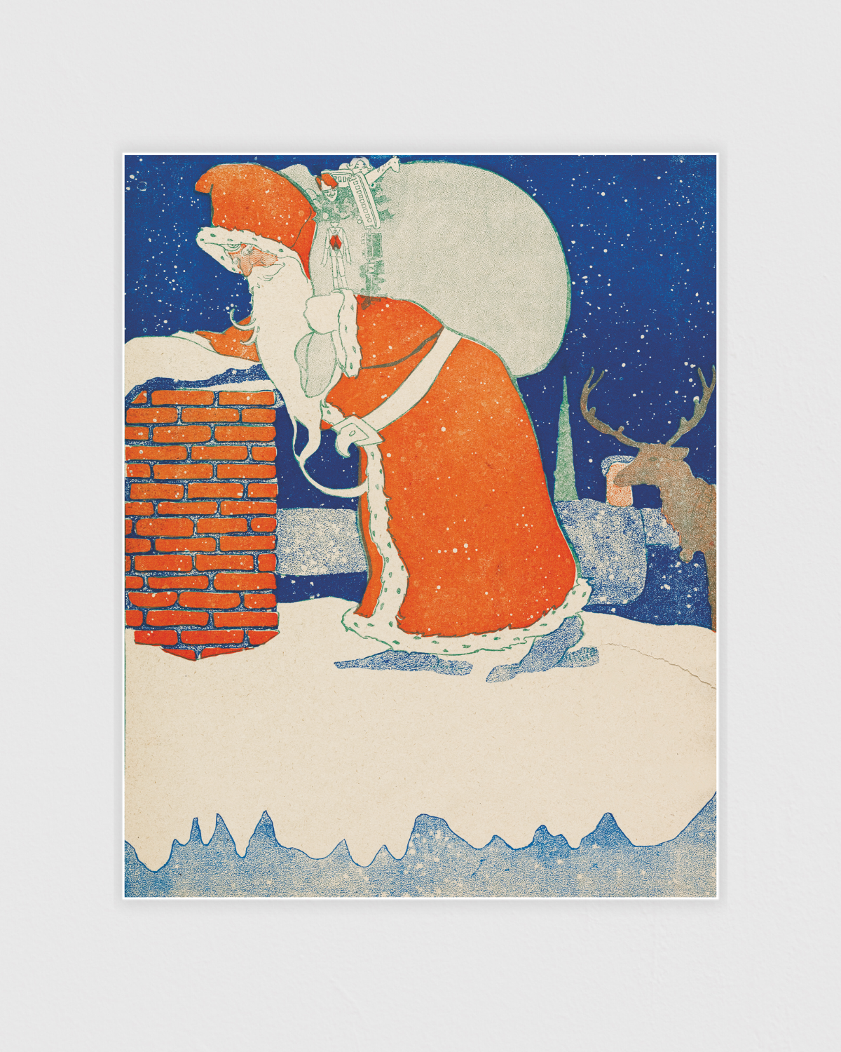 Vintage Santa Claus at Chimney