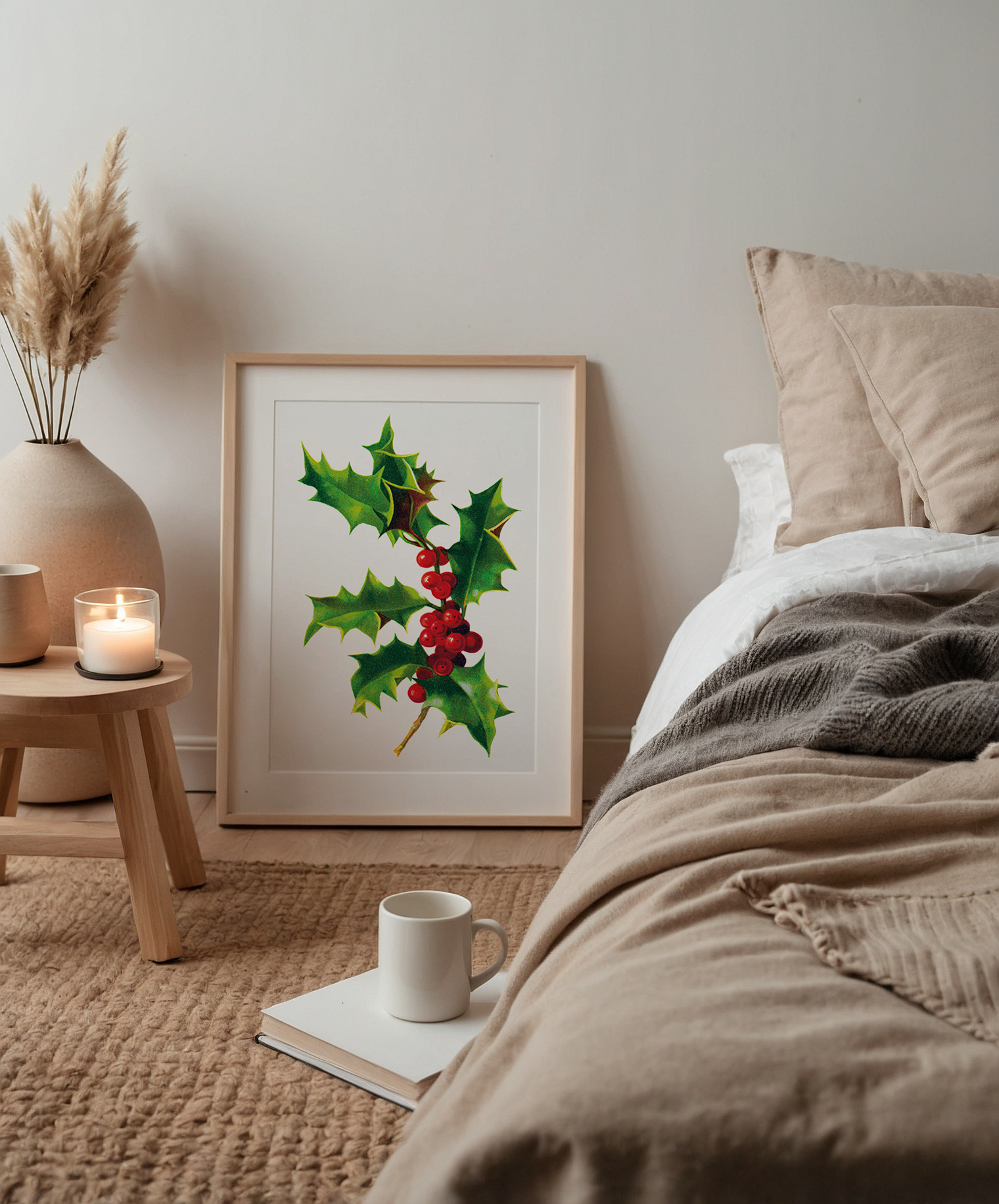 Forest with decorated and illuminated Christmas trees